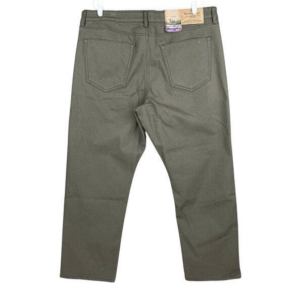 NWT Weatherproof Vintage Men Bonded Fleece Lined Green Canvas Pant 40x30 Regular - Picture 2 of 16